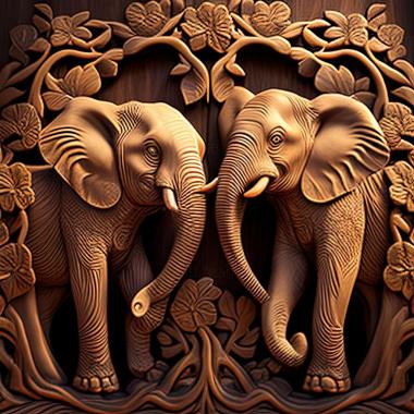 3D model Castor and Pollux elephants famous animal (STL)